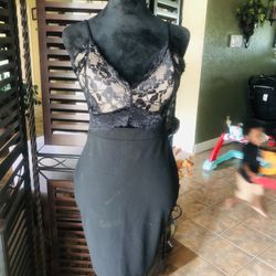 Black Beige Cocktail Dress 