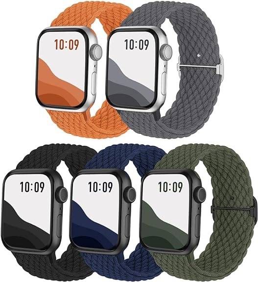 new Solo Loop Bands 5-Pack Compatible with Apple Watch Band 38mm 40mm 41mm 42mm 44mm 45mm 49mm Women Men, Adjustable Stretchy Elastic Strap for iWatch