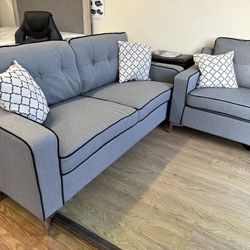 2 Pcs Soft Set Loveseat And Sofa