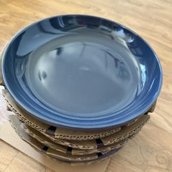 6 New Corelle Handcrafted Stoneware ~ NAVY ~ Meal Bowls 