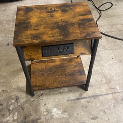 Nightstand Table With USB Plug And Outlet