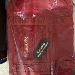 Red Supreme Zip Up Tote Bag 