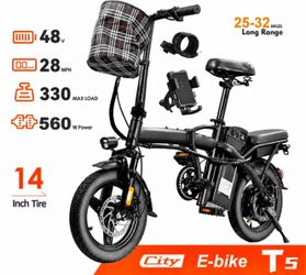 28 mph New Electric Bike 560W Motor,48V Removable Battery,14inch Folding Electric Bike, Max 32 miles