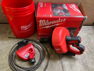 Milwaukee M12 12-V Lithium-lon Cordless Drain Snake Auger W/ (1) 1.5Ah Battery, Cable, Charger, & Bucket