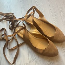 Sézane Nina Ballerina Camel Suede Flats Women Size 40 (US 9.5/10)