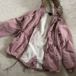 womens pink fur coat love tree size medium 