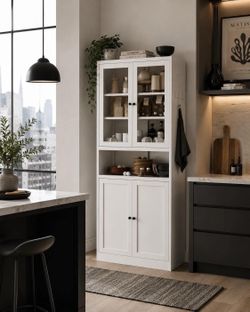 72" Tall Metal Storage Cabinets with 4 Doors and Shelves, Kitchen Pantry Cabinet,Freestanding J-4