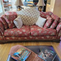 Upholstered Couch In Earth Tones
