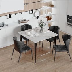 Marble Sintered Stone Square Kitchen Dining Table