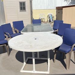 Must Go! Two Patio Tables & 7 Chairs With Cushions!