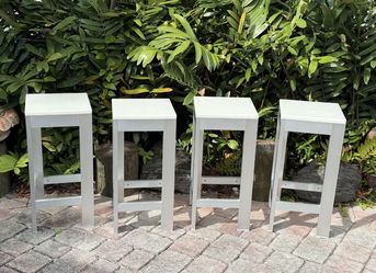 ⭕️  Set Of 4 Rare Aluminum Bar Stools By  Gandia Blasco “Na Xemena” 