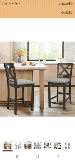 COLAMY Bar Stools Set of 2, Counter Height Bar Stools, Mid Century Modern Barstools with Back, Wood Barstools for Kitchen Dining Room Bar, Dark Grey
