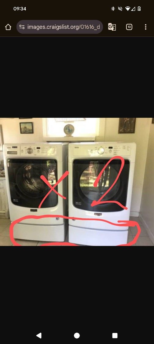 Two Laundry Washing Machine Washer Dryer Pedestals