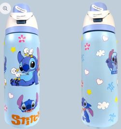 Disney Stitch Water Bottle with Push Button Lid