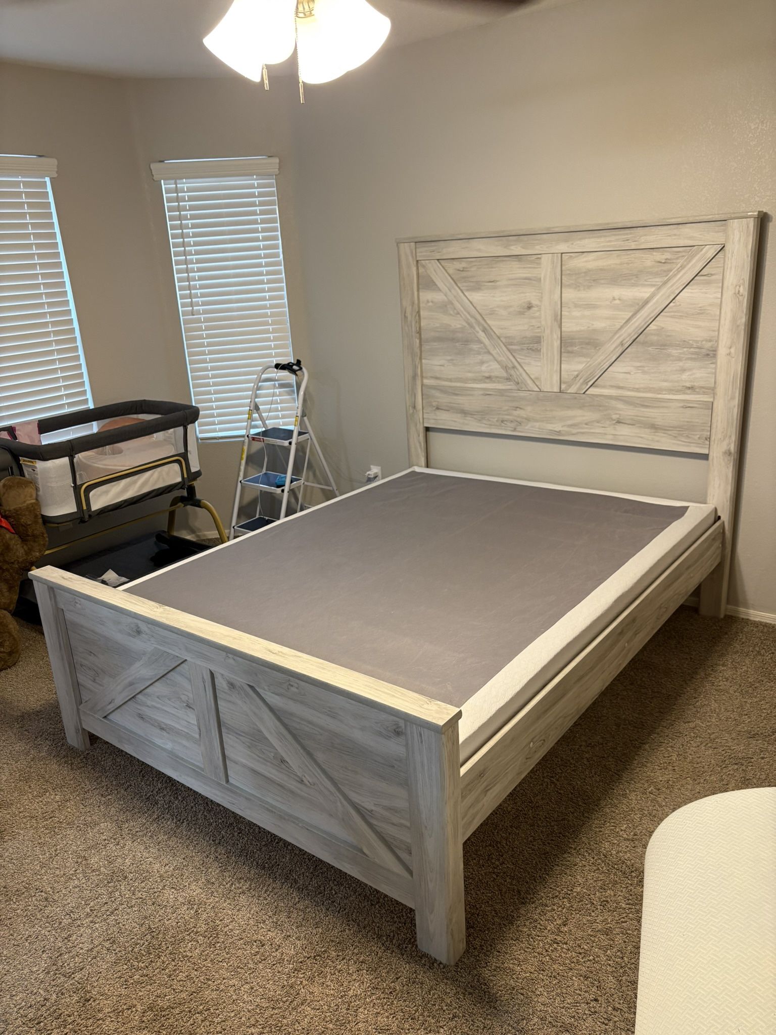 Queen size Farm House Style Bed frame and Box Spring