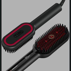 TYMO Hair Straightener Brush - Upgraded Ionic Plus Straightening Brush with Dense Bristles, 16 Temps, Dual Voltage | Ceramic Hot Comb for Women 