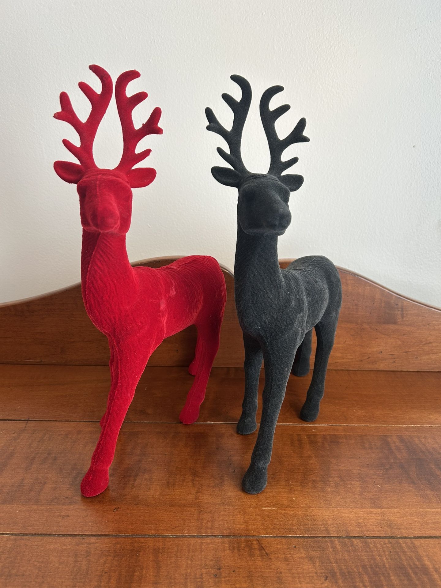 Pair of Felt Material Reindeer About 9” long x 12.5” tall