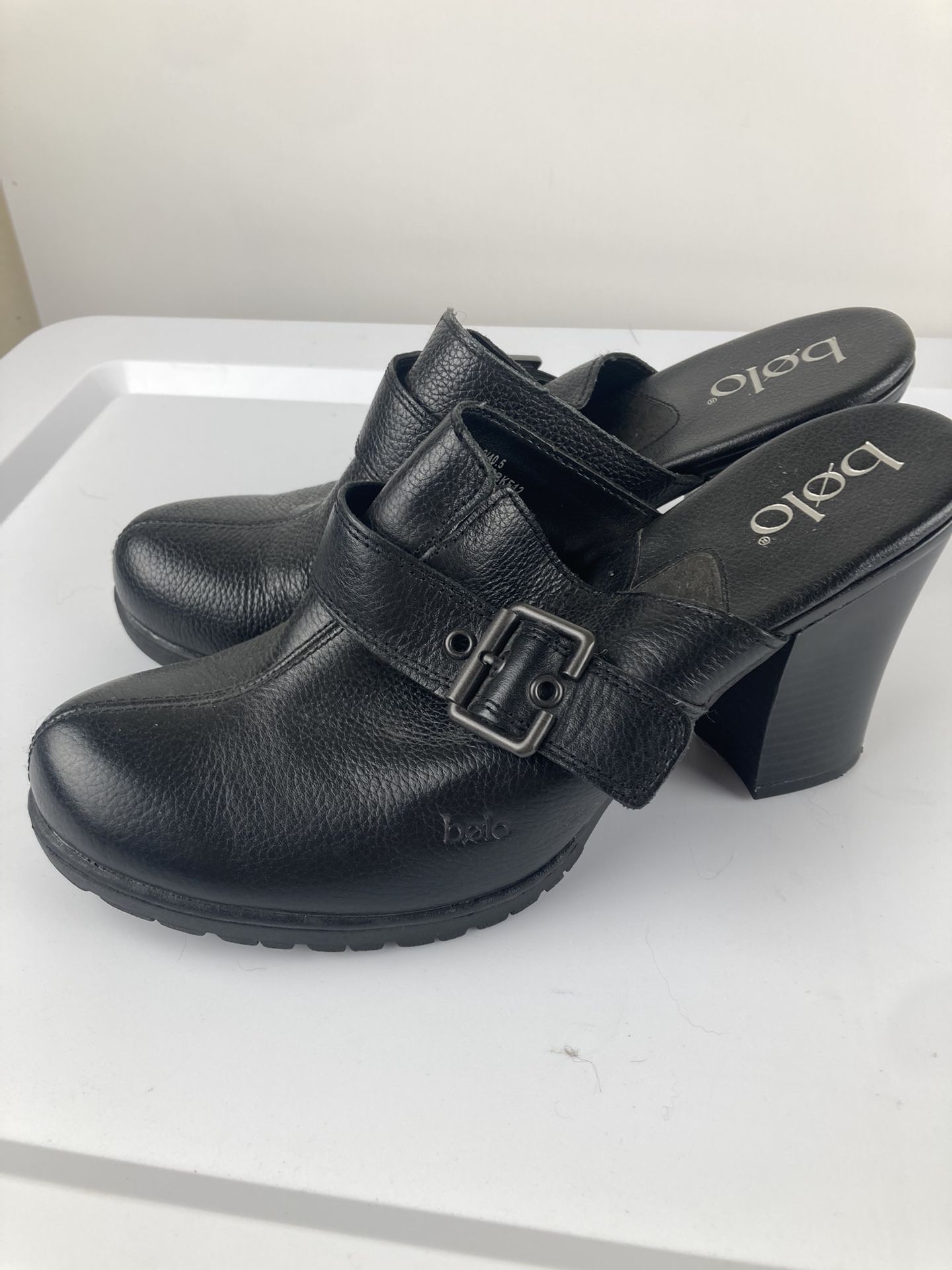 BOLO by BORN Black Leather Clunky Mules size 9 women’s