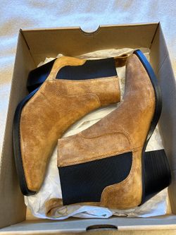 Leather Suede Western Bootie Size 6 1/2