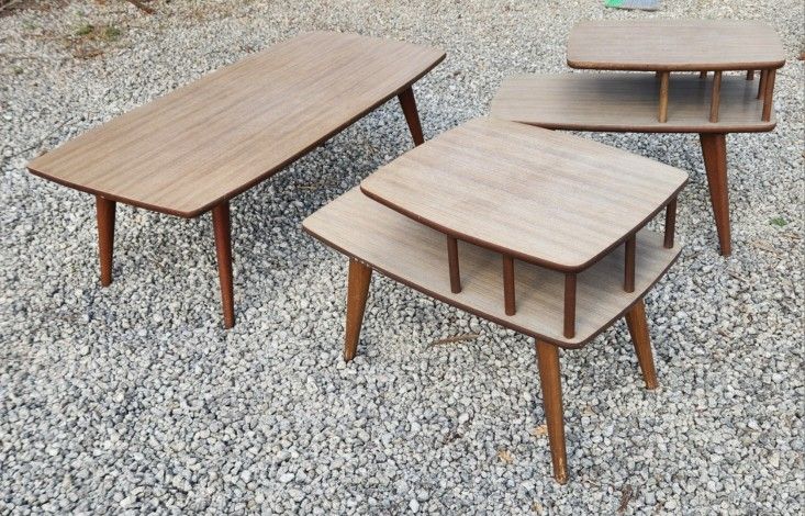 Mid Century Modern MCM 2 End Tables And 1 Coffee Table
