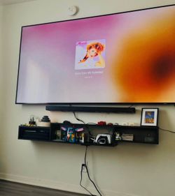 Floating TV Stand with LED Lights and Power Outlets