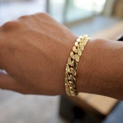Handmade Miami Cuban Bracelet | 14K Yellow Gold 5x Plated
