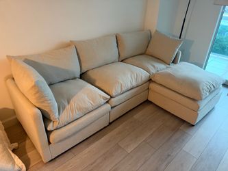 Beige Cloud Couch Moveable Ottoman - Delivery included