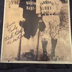Vintage 1993 Signed Bustin' Babes & Larrupin' Lou's Babe Ruth / Lou Gehrig Print