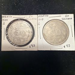 Mexican coins—- monedas mexicanas de plata