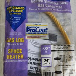 Coated stainless steel gas connector yellow hose 3/8" OD.
24" inch length. For appliances up to 40,000 BTU/HR. NEW.
*** Cash 💸 only, please. Front Do