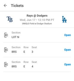 6/17 12:10PM 2 TICKETS AND PREFERRED PARKING LOT N
