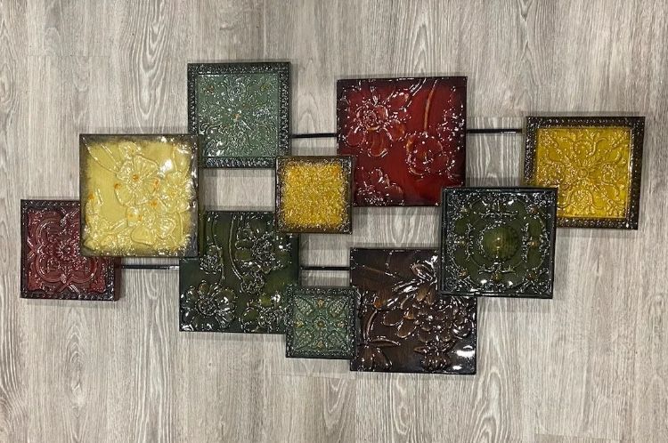 Colorful Abstract Squares Metal Wall Art Decor