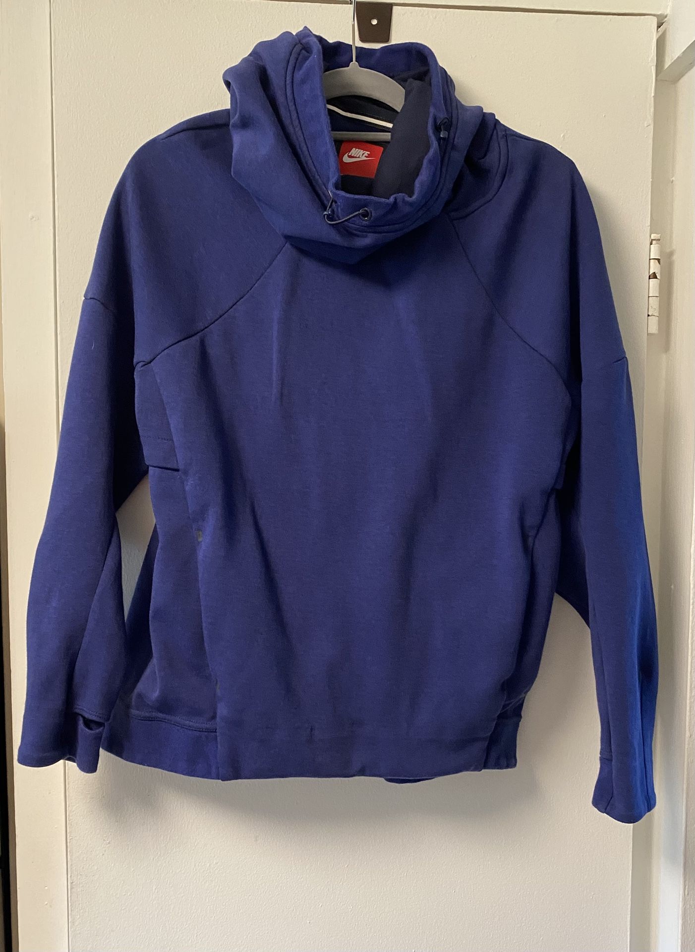Nike - Women's Funnel Neck Pullover Hoodie Sweatshirt - Blue - Medium