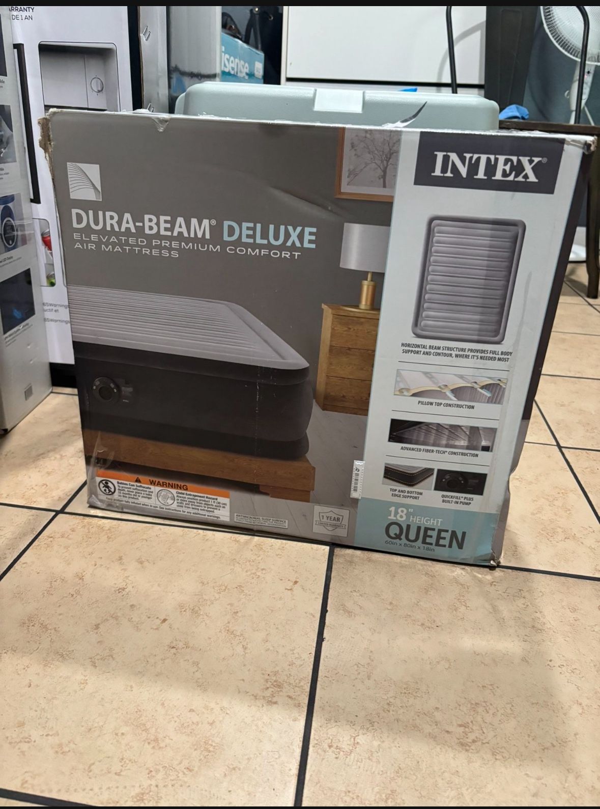 🛏️ Intex Dura-Beam Deluxe Queen Air Mattress – Elevated Premium Comfort (18” Height)