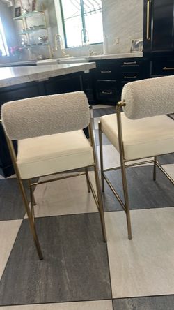Set of 2 Gold Metal Bar Stools
