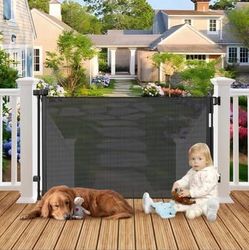 Weatherproof Outdoor Retractable Gate For Dogs, 55"