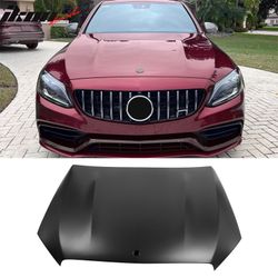 Fits 2015-2021 Benz C-Class W205 C63 Style Cowl Vented Extractor Front Bumper Hood