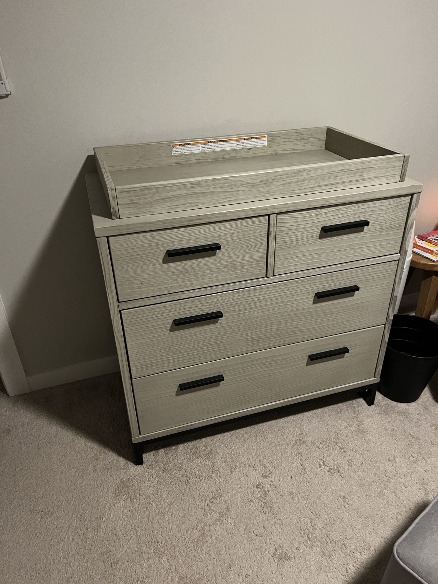 Beautiful Grey Changing Table Dresser For Baby Nursery