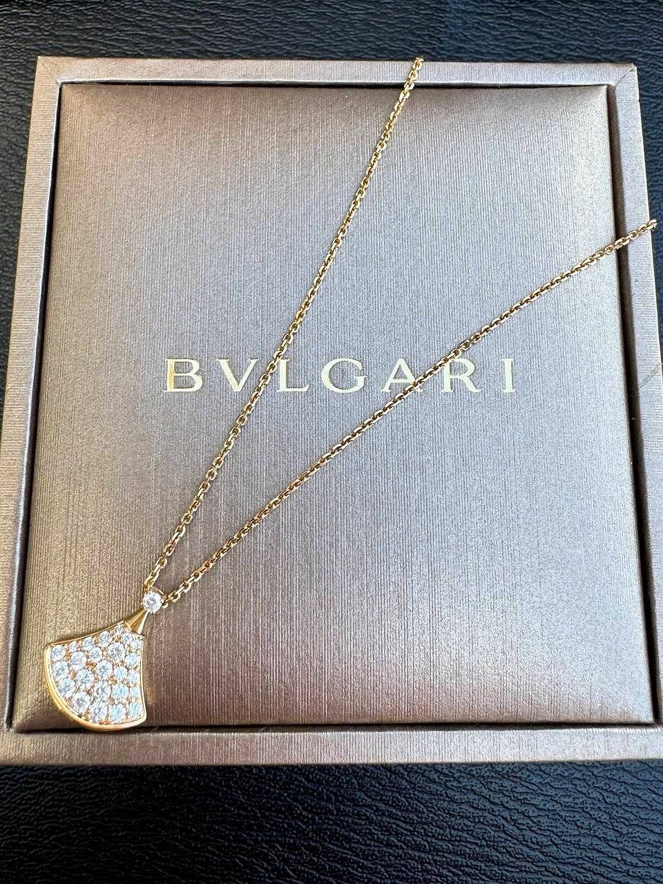 Bvlgari 18k rose gold pave diamond Divas’ Dream Necklace MSRP$8450 box & bag