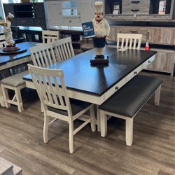 6-piece Dining Set White Grey 