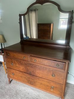 Solid wood dresser, mirror, and tall dresser