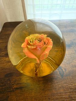 Rose Encased in Resin Sphere