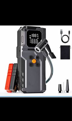 Jump Starter with Air Compressor - The 5000 amp portable car battery jump starter instant restart 12V dead vehicles like cars, trucks, motorcycles, bo