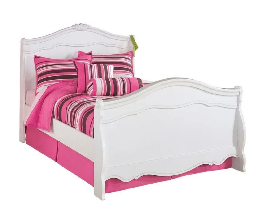 Girls White Twin Bed Frame With New Box And Matress
