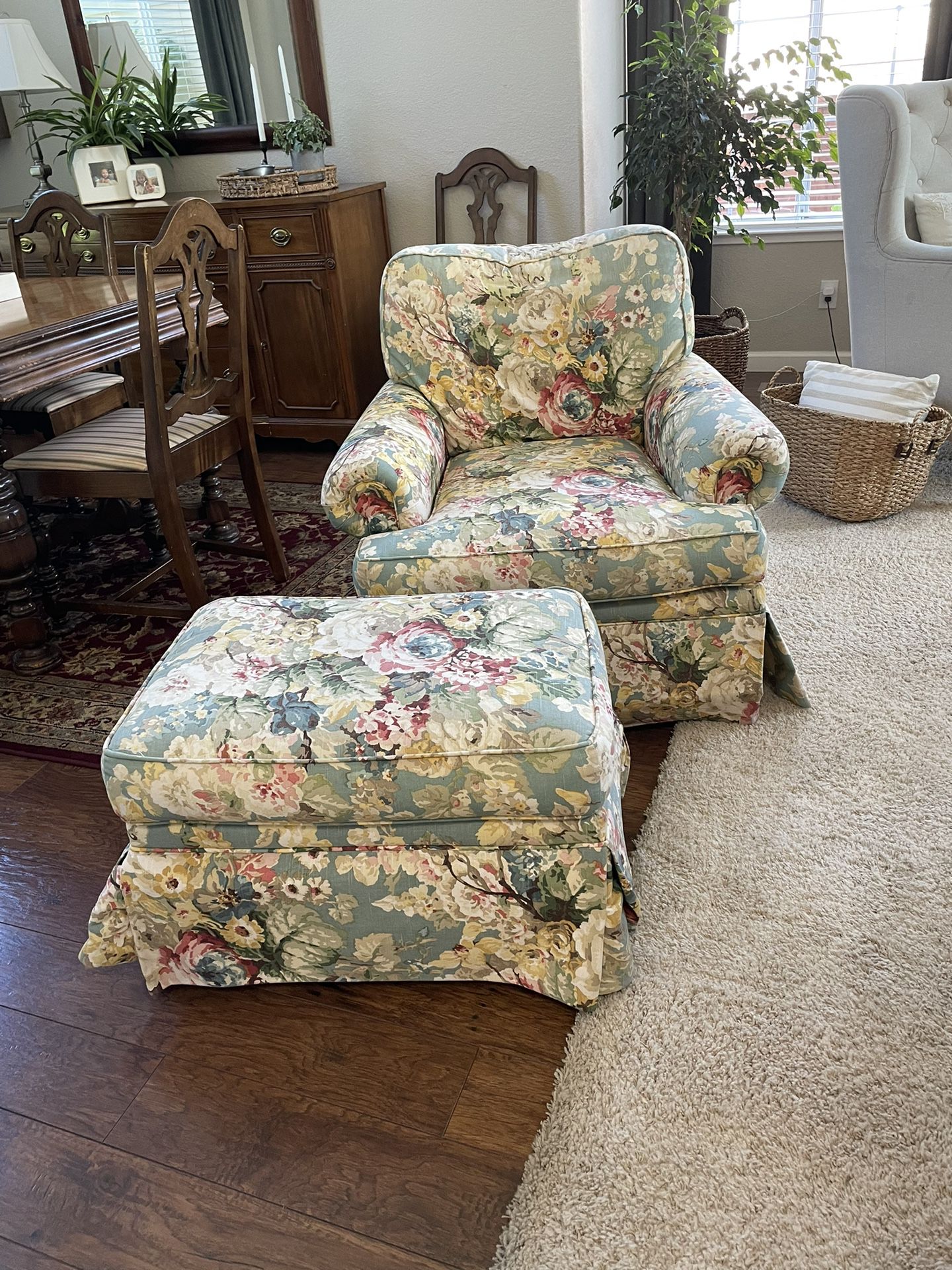 Upholstered Chair And Ottoman 