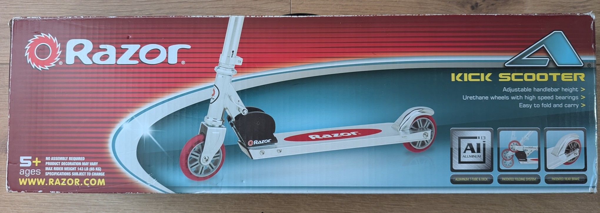 Razor A2 Kick Scooter for Kids - Wheelie Bar, Front Suspension, Lightweight, Foldable, Aluminum Frame and Adjustable Handlebars