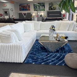 New Year Special✅Gorgeous White Corduroy Sectional $1799
