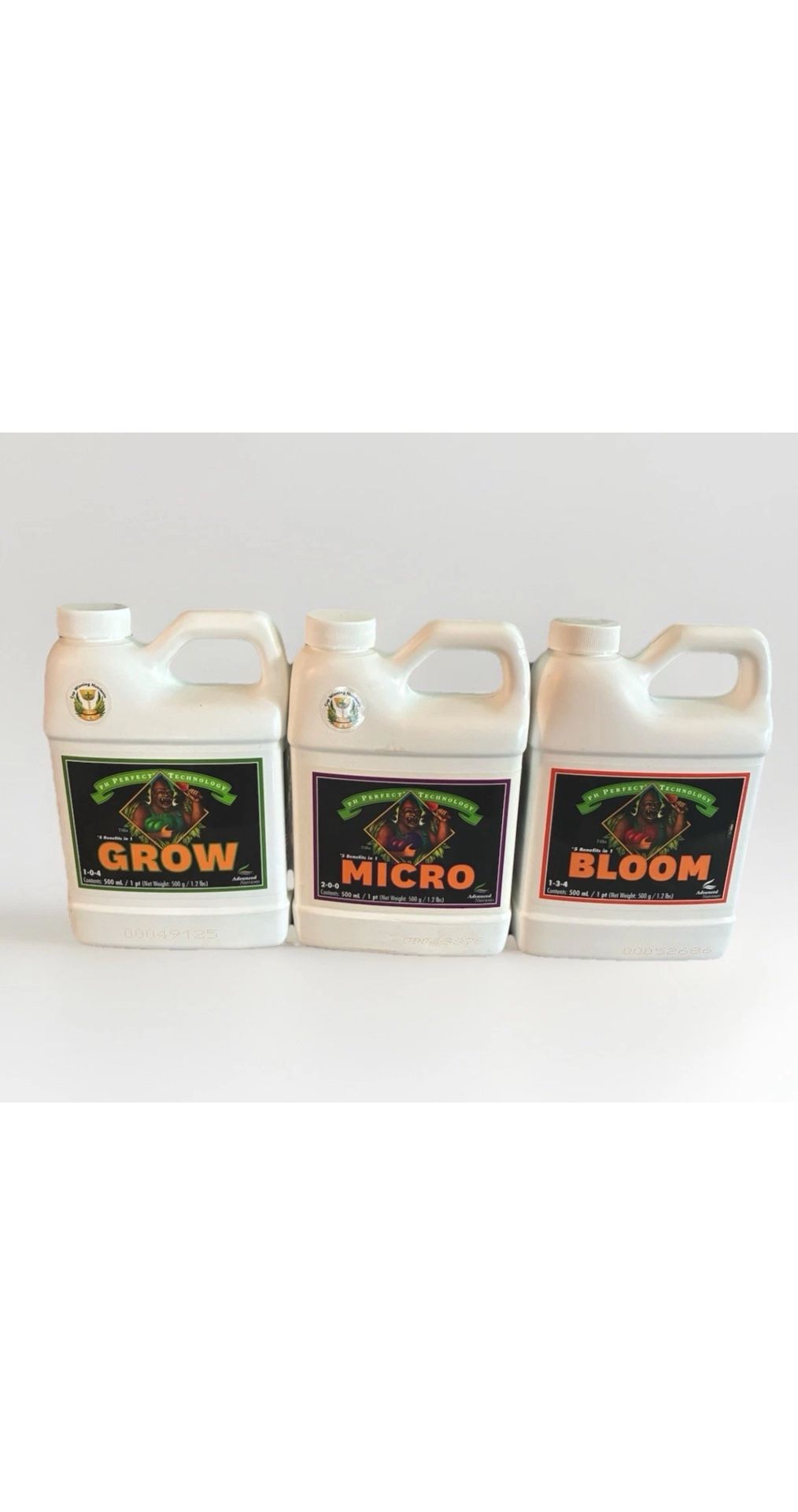 Advanced Nutrients PHPT500 Bloom, Micro, Grow Fertilizer Set, 500ml Each