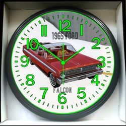 1965 Ford Falcon Glow In The Dark Wall Clock New!