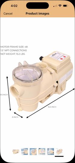 XtremepowerUS 1/2HP Swimming Pool Pump for Above Ground Self Primming High-Flow Pump Pool Spa Pond 1.5-inch Inlet/Outlet (3120 GPH, Timer, 115V)  20 9